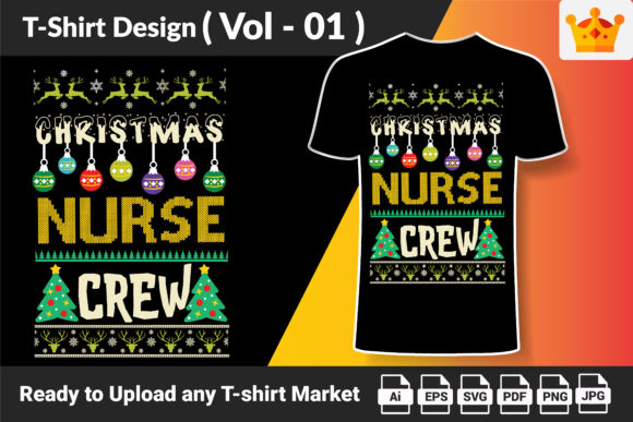 Nurse Christmas T-Shirt Graphics & Print Templates