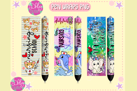 Nurse Pen Wraps PNG: Cute Graphics & Print Templates