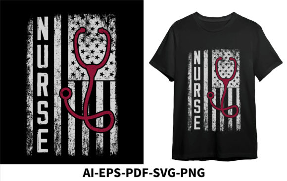 Nurse T-shirt Design USA Flag Graphics